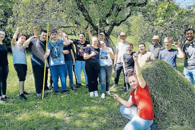 Sensenkurs auf der Schulwiese