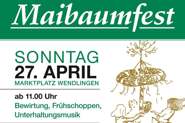 Maibaumfest mit Maibaumaufstellen auf dem Marktplatz