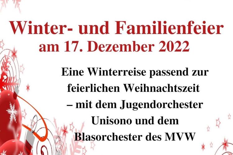 Winter- und Familienfeier am Samstag, 17.12. um 19.30 Uhr