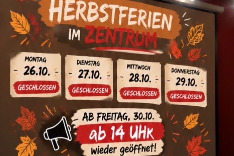 Schließphase und Angebote in den Herbstferien