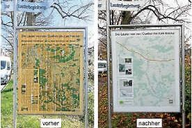 Die Tafel am Lauterbegleitweg erstrahlt in neuem Glanz